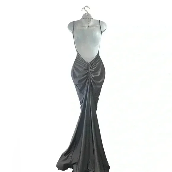 Jessica Angel 974 Formal Mermaid Gown XS | Sleeveless Jersey Evening Dress Scoop - Picture 4 of 8